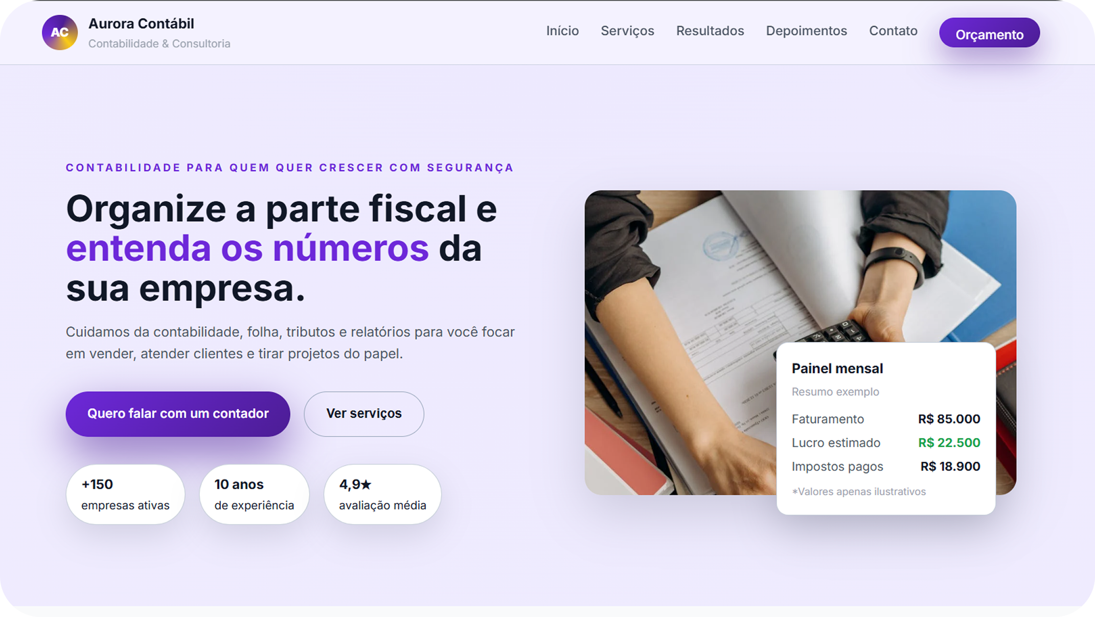Exemplo de site OnePage profissional